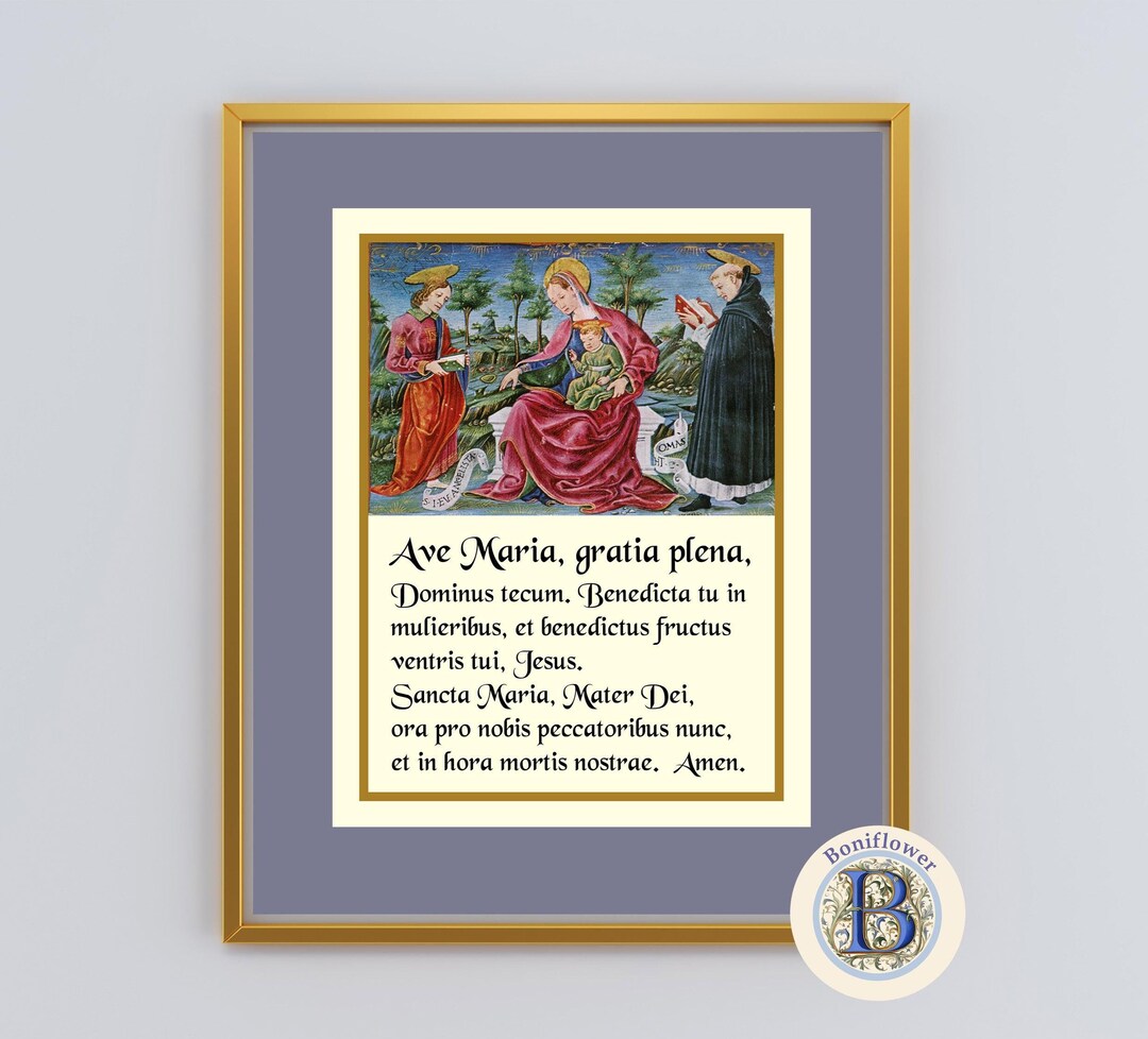 Ave Maria Latin Prayer Hail Mary Digital Medieval Painting Catholic ...