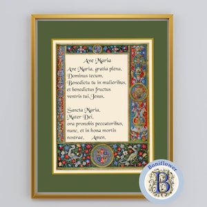 Ave Maria Latin Hail Mary Prayer Art Print: Medieval Catholic Wall Decor (Digital Download) image 7