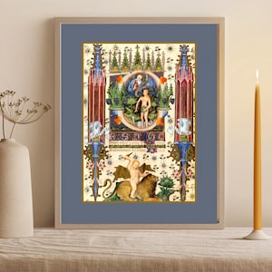 Eve Garden of Eden Illuminated Manuscript Reproduction Medieval Bible Catholic Christian Vintage Religious Art Print Gift Wall Art image 6