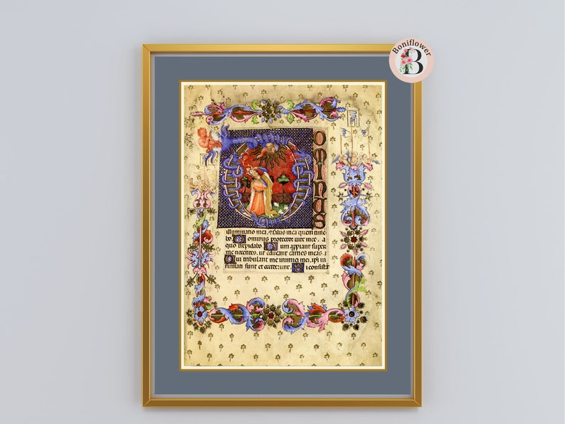 Psalm 26 Reproduction Medieval Illuminated Manuscript Psalm Catholic Christian Religious Art Print, Personalized Gift David, Davey, Lavinia image 8