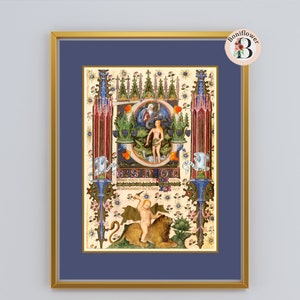 Eve Garden of Eden Illuminated Manuscript Reproduction Medieval Bible Catholic Christian Vintage Religious Art Print Gift Wall Art image 9