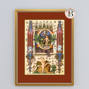 Eve Garden of Eden Illuminated Manuscript Reproduction Medieval Bible Catholic Christian Vintage Religious Art Print Gift Wall Art image 7