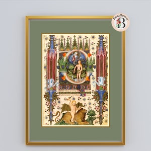Eve Garden of Eden Illuminated Manuscript Reproduction Medieval Bible Catholic Christian Vintage Religious Art Print Gift Wall Art image 5