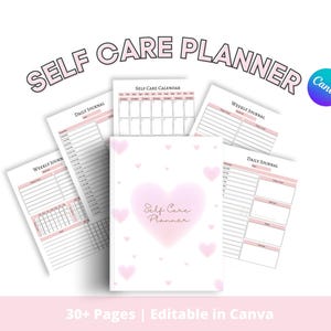 Self-Care & Wellness Planner | CANVA Template | Fully Editable | Digital Download | Mood Tracker, Habit Builder, Reflection Journal
