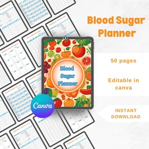 Blood Sugar Tracker Printable | Diabetes Log Book | Glucose Monitoring Planner | Diabetic Daily Log | A1C Tracker | Instant Download PDF
