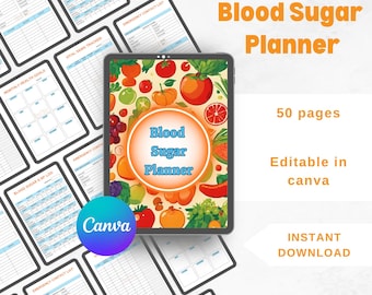 Printable Blood Sugar Tracker, Daily Diabetes Log for Glucose, A1C, and Food Monitoring – Instant PDF Download