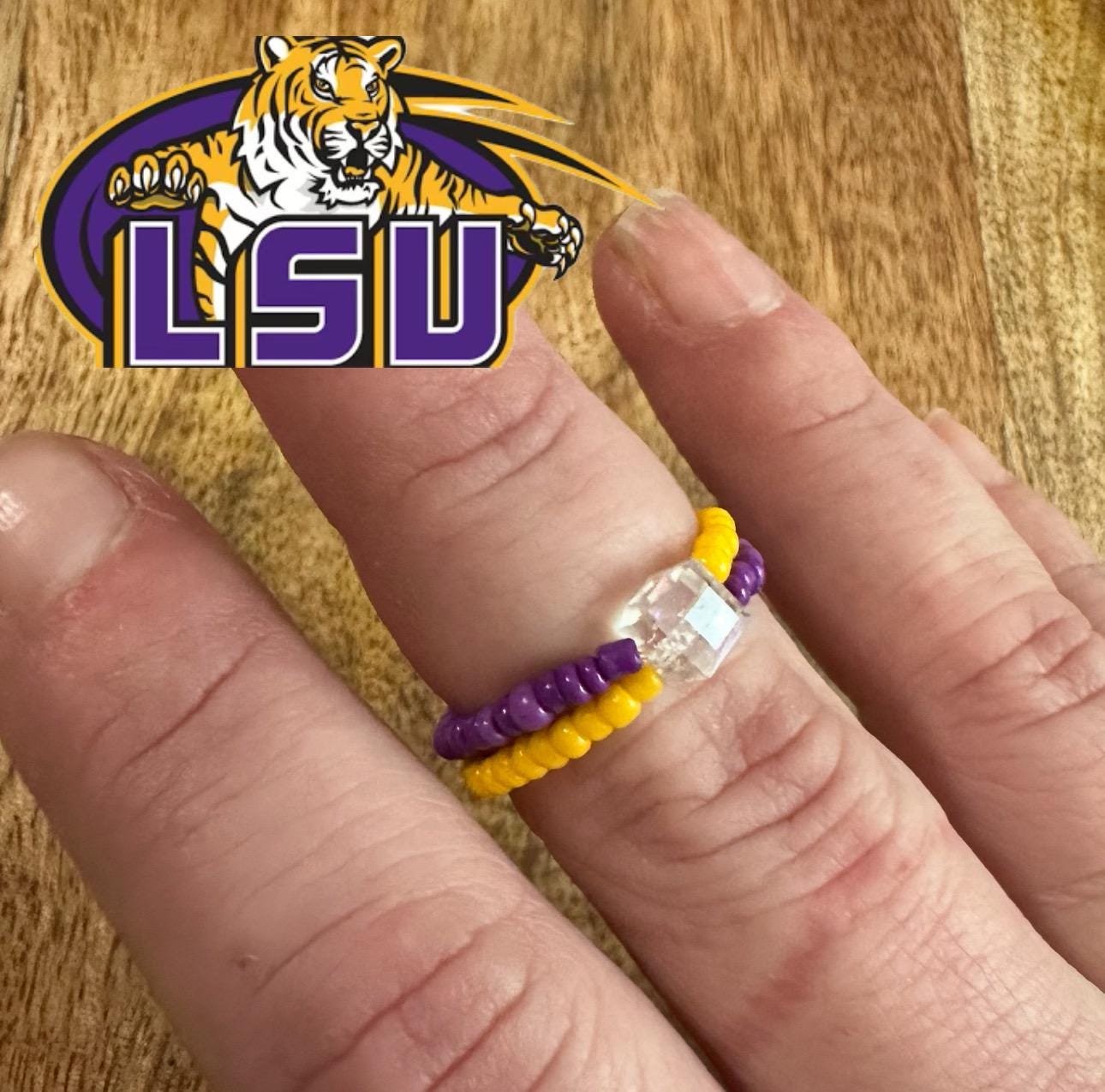 LSU College Ring Safety Ring FREE SHIPPING Stadium Stretchy Metal