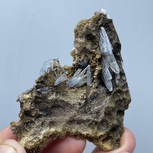 Blue Barite and Goethite Combination – Moroccan Mineral Specimen – Unique Collector Crystal