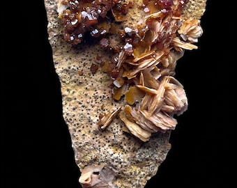 Vanadinite Barite Crystal Cluster, Mibladen Morocco Mineral Specimen