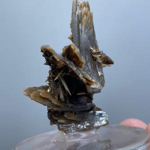 Blue Barite with Goethite – Rare Moroccan Mineral Specimen – Collector Crystal Display