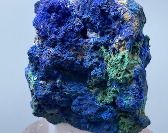Natural Azurite with Malachite on Matrix – Blue Green Crystal Specimen,Rare High Luster Raw Mineral Display, Collector Gemstone Décor Piece