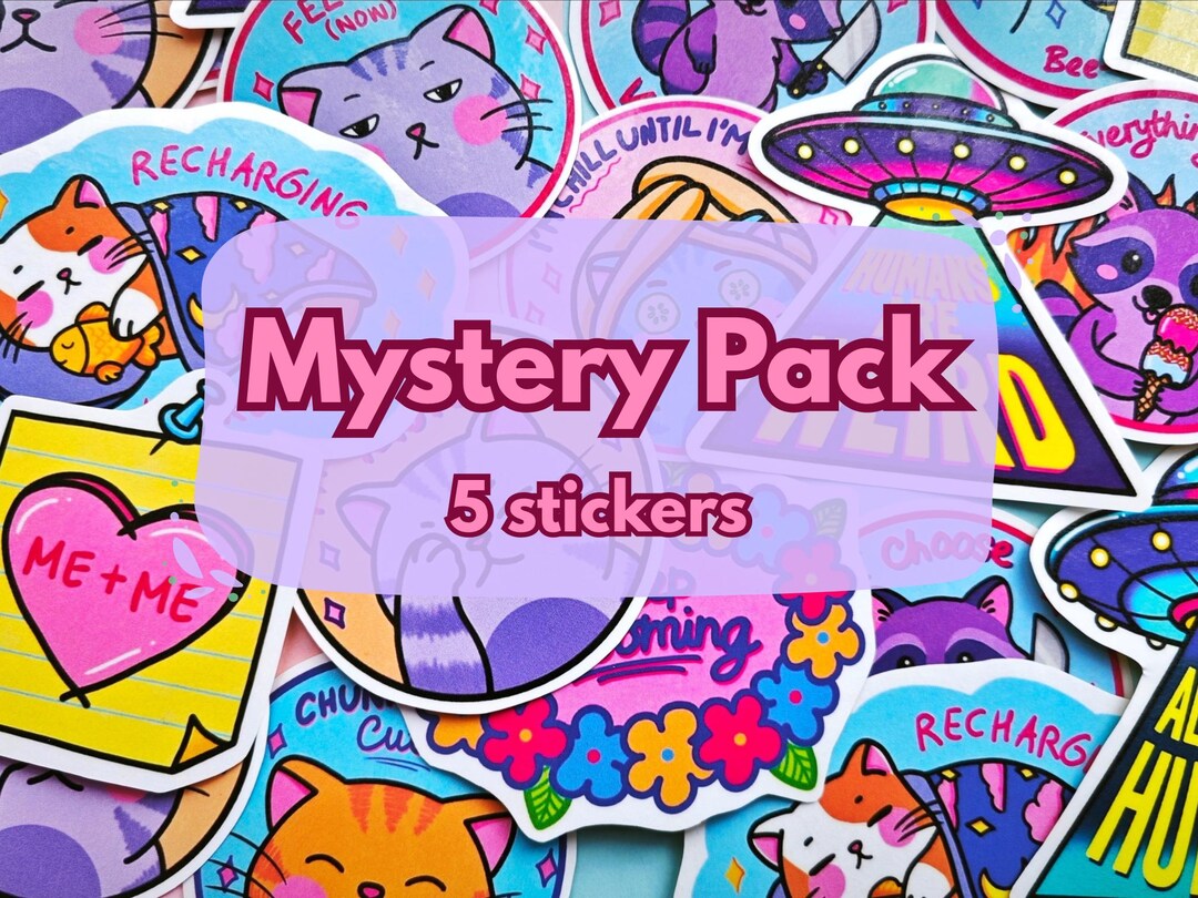 Mystery Sticker Pack – 5 Cute Quirky Vinyl Designs - Etsy