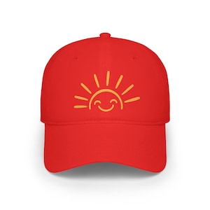 Smiling Sun Low Profile Baseball Cap, Sunshine Cap, Summer Hat, Gift for Outdoor Lovers, Vacation Accessories