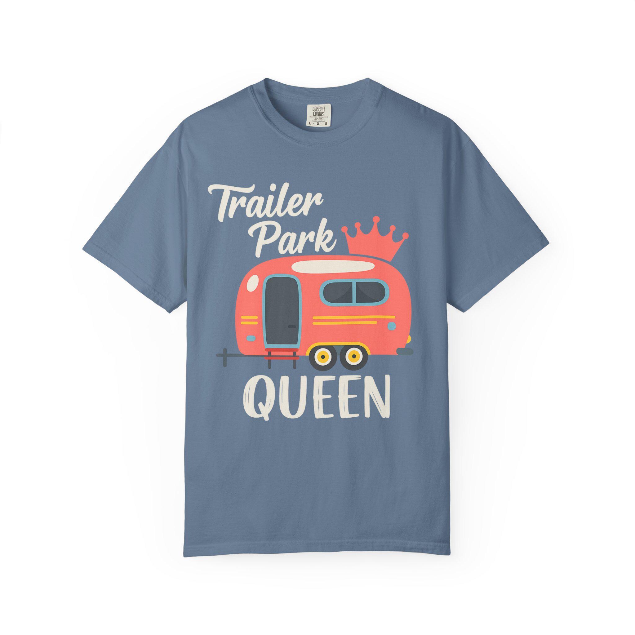 Trailer Park Queen RV Life Vintage Style Tee, Fun Gift for RV Lovers, Camping Apparel, Summer Casual Wear Comfort Colors Tee