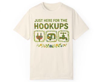 Outdoor Humor Comfort Colors T-Shirt: Campsite Connections Floral Typography