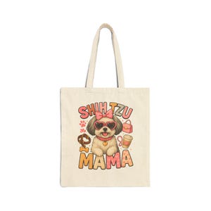 Stylish Shih Tzu Mama: Cute Cartoon Dog Illustration Tote Bag