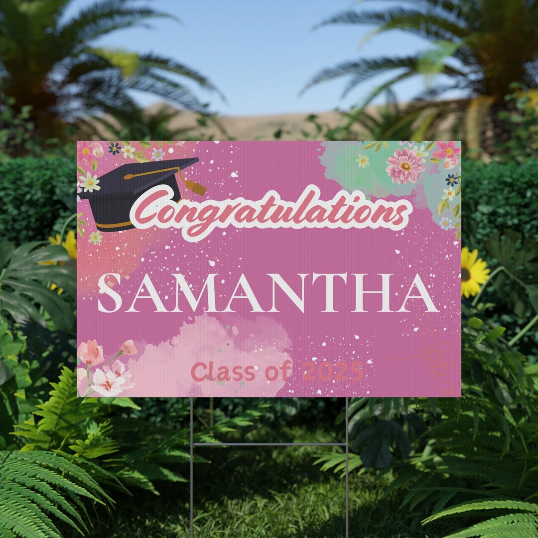 Graduationa Signs Pink Personalized Pink Graduation Yard Sign for Class of 2025 Perfect for ...