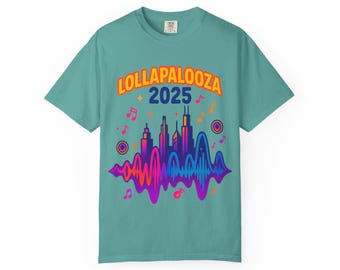 Lollapalooza 2025 ヴィンテージ加工Tシャツ L Lollapalooza Groove: Retro Psychedelic Festival Poster