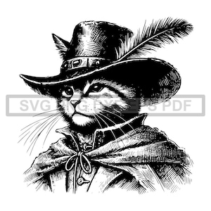 Puss in Boots SVG, Grimms Fairy Tales SVG, Cat in Boots Clipart, Files For Cricut, Cut Files For Silhouette, Dxf, Png, Puss in Boots Vector