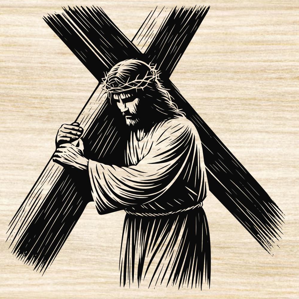 Jesus Cross Vector File Jesus Carrying the Cross Laser Engrave Files Svg Png Dxf Eps Pdf ...