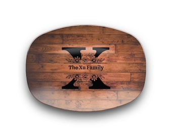 Personalized Family Serving Platter, Custom Monogram Kitchenware, Unbreakable Polymer Dish, Microwave Dishwasher Safe, Elegant Housewarming