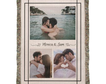Heirloom Photo Woven Blanket, Custom Cotton Throw, Personalized Couples Gift, Anniversary Keepsake, Wedding Gift, Cozy Family Decor, Unique