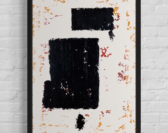 Abstrakte Acrylmalerei: Rot, Gelb & Schwarz zeitgenössische Wandkunst