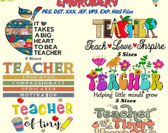 Teach Love Inspire Embroidery, Teacher Floral Embroidery Design, Teacher Embroidery Design, Embroidery Design For Teacher,Teacher Embroidery