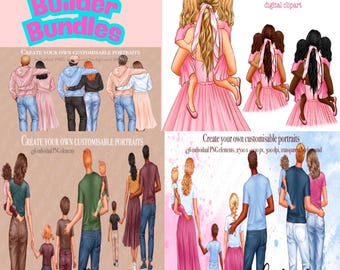 Custom Family Portrait Mega Bundle, Clipart Bundle Family,Family Creator,Family Clipart Bundle,Friends Creator,Customizable Portrait Creator