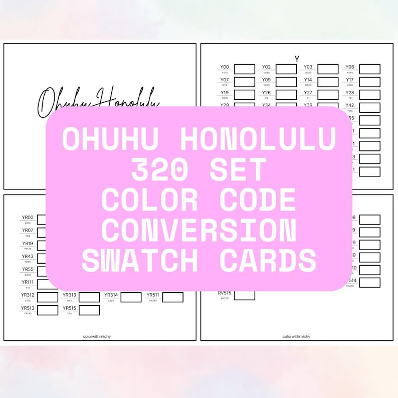 Ohuhu 320 Conversion Code Swatch CARDS| New and Old Color Codes, Ohuhu ...