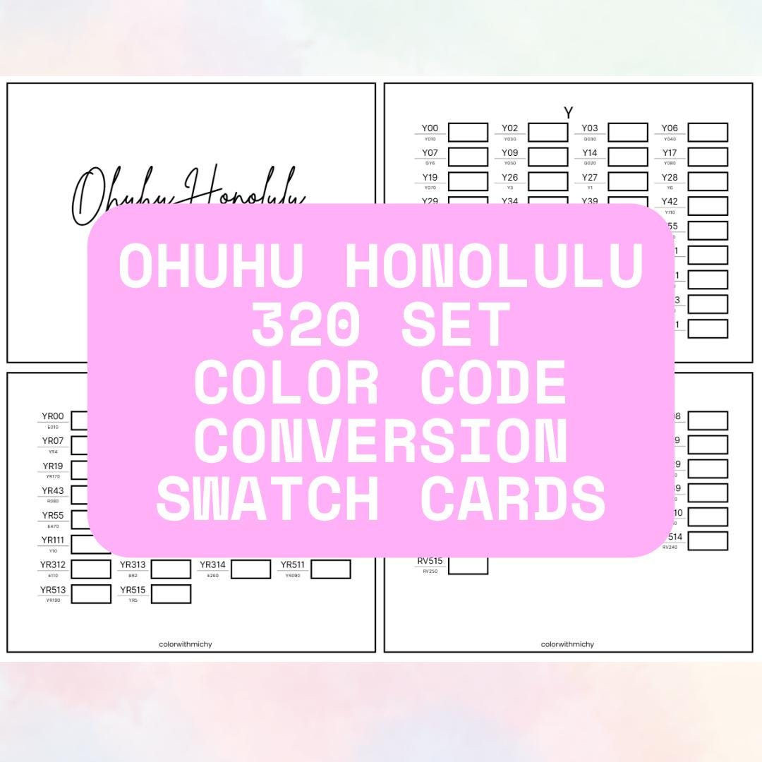 Ohuhu 320 Conversion Code Swatch CARDS| New and Old Color Codes, Ohuhu ...