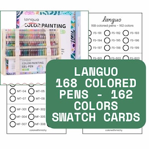 以下が含まれることがあります： 162色、168本のカラーゲルペンセット。透明なキャリングケースに入っています。カラーテスト用のスウォッチカードが含まれています。パッケージにはブランド名「Languo」と「Color Painting」の文字があります。