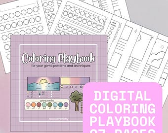 Coloring Playbook: for your go-to patterns and techniques | Patterns Templates Swatches Trees Skies Water Color Palettes Blends