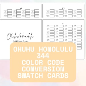 Ohuhu 344 Conversion Code Swatch CARDS| New and Old Color Codes, Ohuhu Honolulu Alcohol Markers