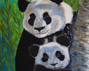 Panda painting print on canvas