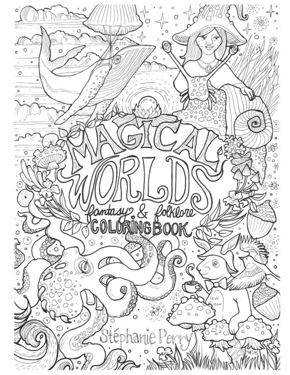 Magical Worlds: Fantasy and Folklore Coloring Book PDF Printable file