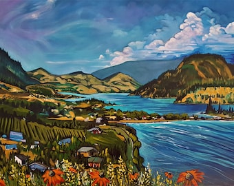 Okanagan landscape wine country lake life canvas art print