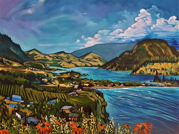 Okanagan landscape wine country lake life canvas art print