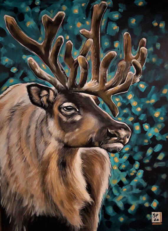 Cariboo Deer Reindeer Print on canvas art