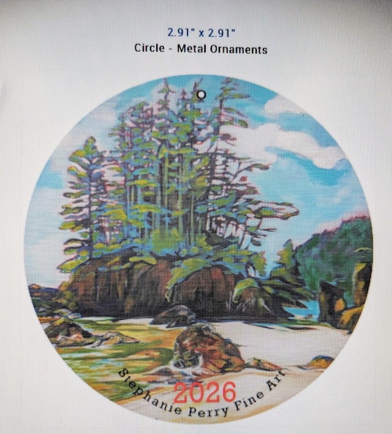 Vancouver Island Landscape painting Christmas Ornament Collection by Canadian Artist Stephanie Perry