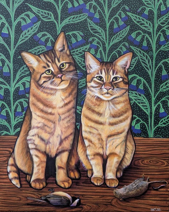 "Twin Offerings" 2026 acrylic on canvas
