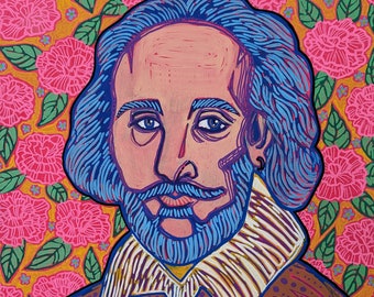 William Shakespeare The Bard in the Garden poster print by Canadian Artist Stephanie Perry