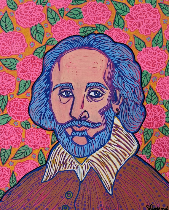 William Shakespeare The Bard in the Garden poster print by Canadian Artist Stephanie Perry