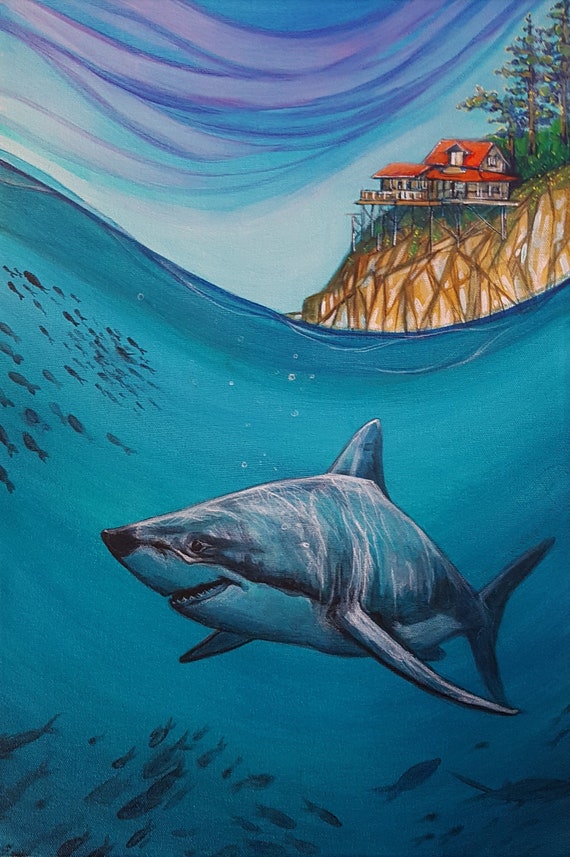 Great White Shark Ocean Fish West coast canvas art print