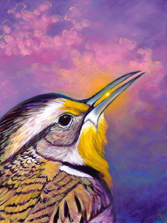 The Call of the Meadow Lark print on canvas