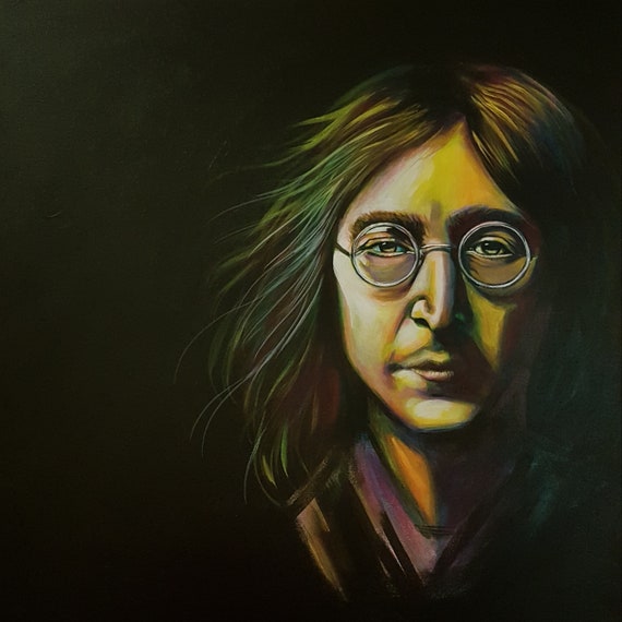 John Lennon Portrait Peace Love Art Print on canvas