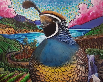 Obras maestras de Okanagan: Impresión artística en lienzo de la región vinícola de Quail Lake.