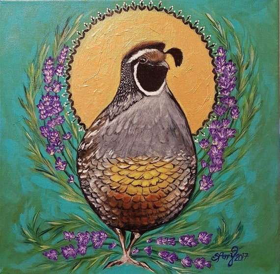 California Quail Sun mandala Okanagan art print on canvas