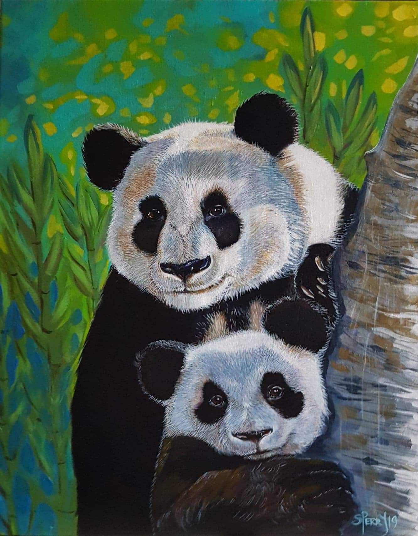 Panda painting print on canvas