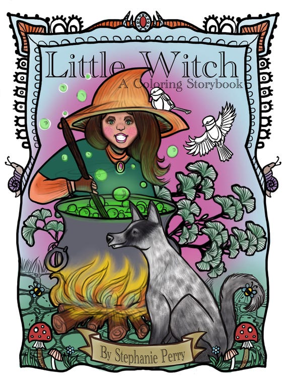 Little witch: A Coloring Storybook (1 printed copy and 3 limited edition stickers)